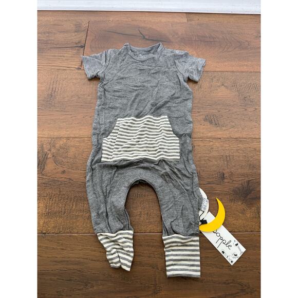 Moon + Beck Bamboo Bundle Short Sleeve Round Neck Romper Gray Size 3-6M NWT - Picture 2 of 9